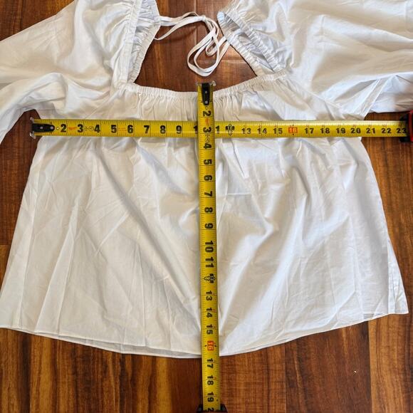 NWT Madewell Puff-Sleeve Babydoll Top Eyelet White Size 14 - Picture 9 of 9